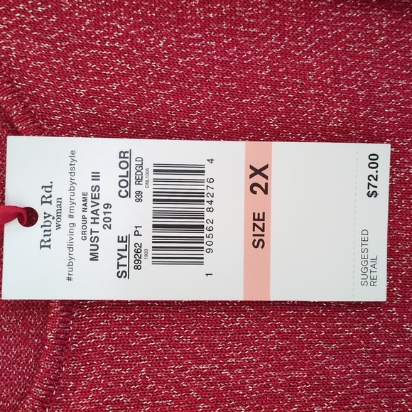 Ruby Road Red twin sweater Size 2X NWT - Picture 7 of 7